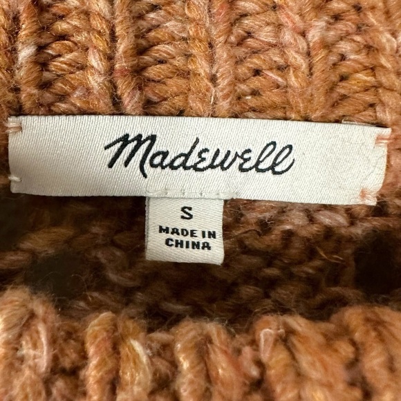 Madewell Pointelle Bubble-Sleeve Pullover Sweater in Marled Acorn Brown Small - Picture 11 of 14